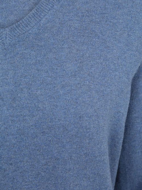 Steppin' Out sweter z mieszanki bawełny i kaszmiru z dekoltem V w kolorze indygo Product / Detail