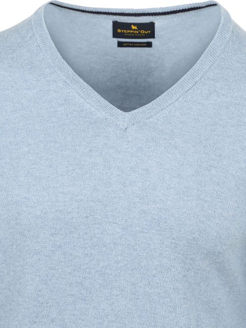Steppin' Out Tröja Cotton Cashmere V-ringad Himmelblå Product / Detail