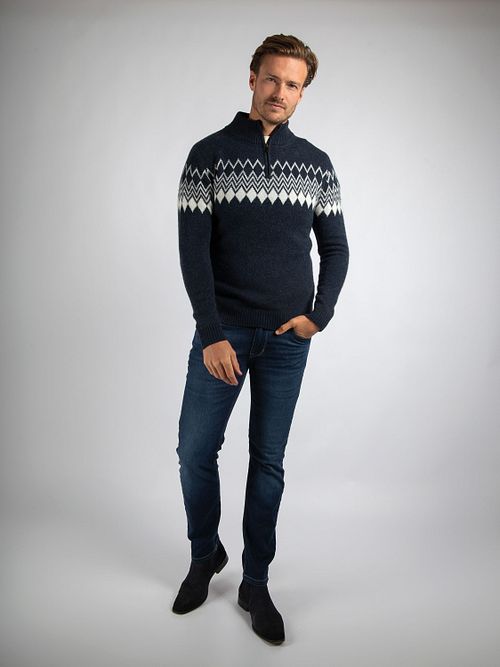 Suitable Avery Nordic maglione Half Zip in misto lana navy Model / Voorkant