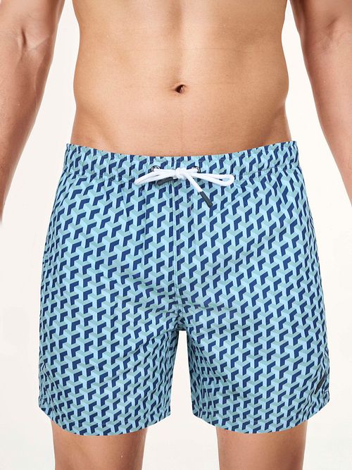 Suitable Badeshorts Druck Blau Model / Voorkant