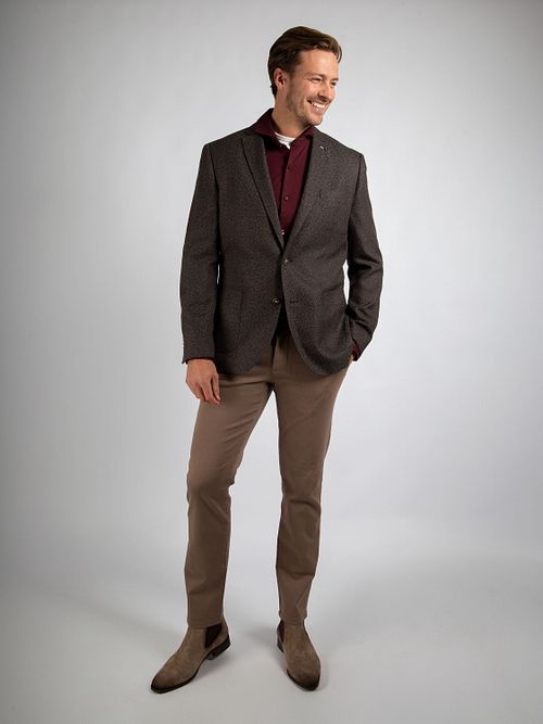 Suitable blazer Leek Structure Brown Model / Voorkant with Stefan