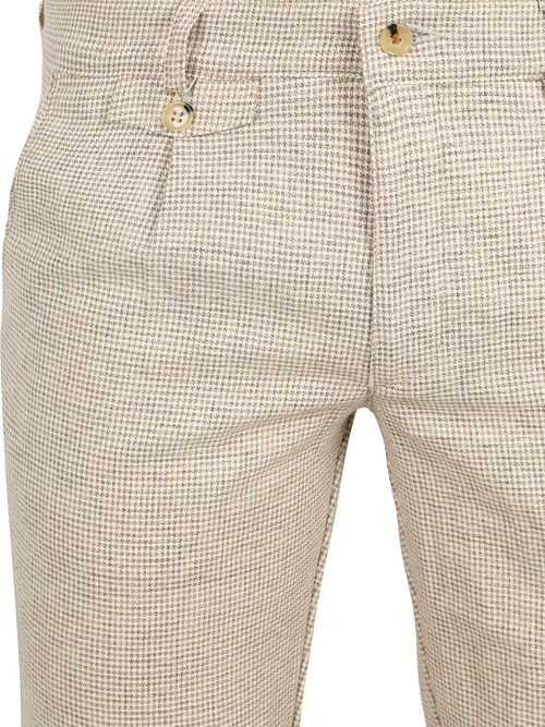 Suitable Chino Pico Pleat Cotton Linen Pepita Beige Product / Detail