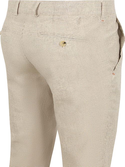 Suitable Chino Pico Pleat Cotton Linen Pepita Beige Product / Achterkant