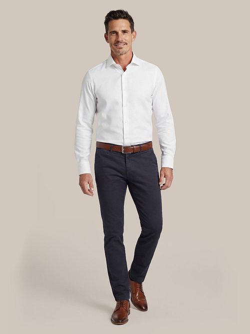 Suitable Camisa de punto piqué blanca Model / Voorkant