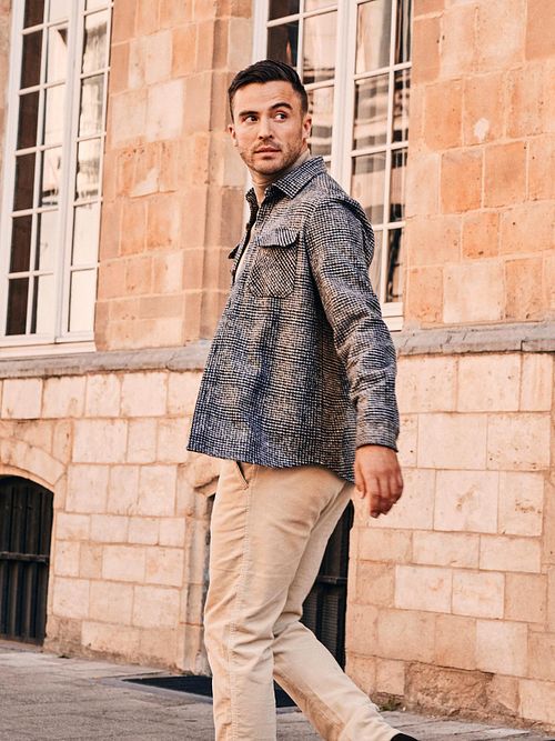 Suitable Sobrecamisa De Cuadros Beige Model / Sfeerbeeld