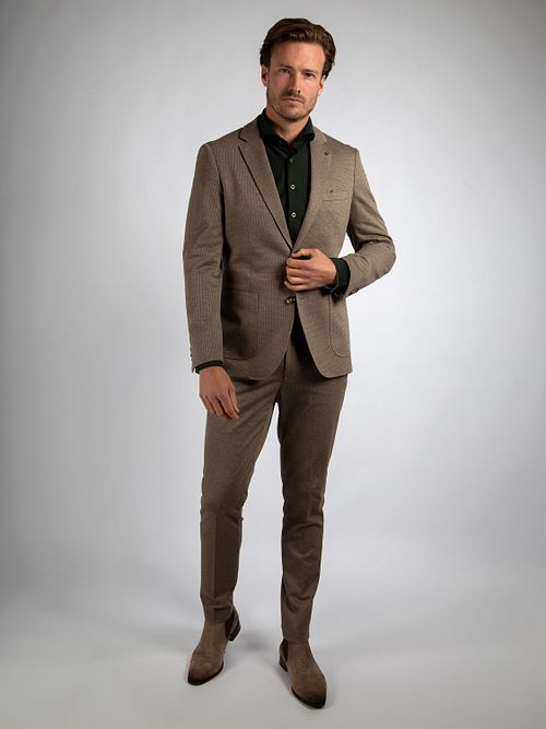 Suitable Chemise Herringbone Vert Foncé Model / Voorkant