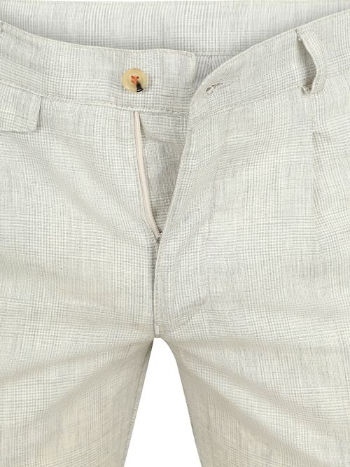 Suitable Chino Pico Pleat Cotton Linen Glencheck Hellgrau Product / Detail