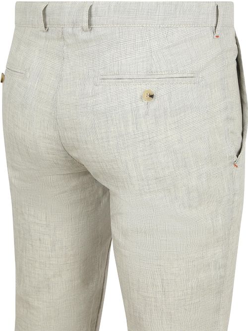 Suitable Chino Pico Pleat Cotton Linen Glencheck Lichtgrijs Product / Achterkant