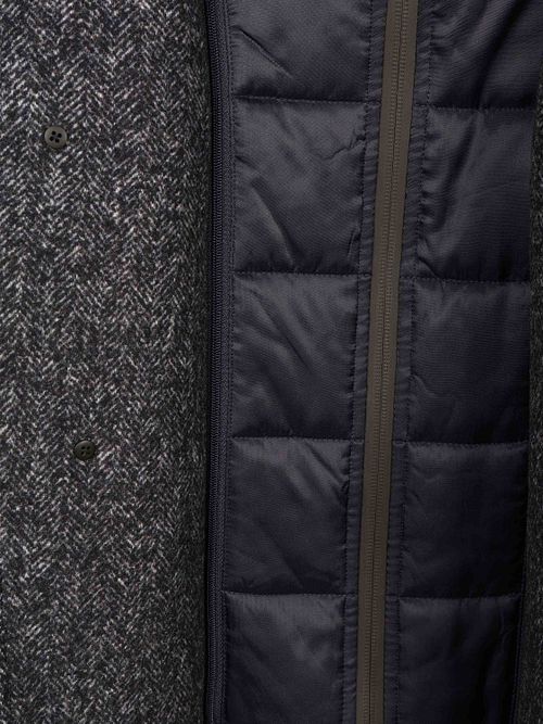 Suitable Coat Lana Herringbone Blu navy