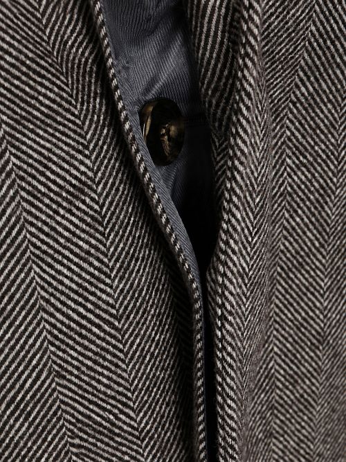 Suitable Coat Longsaddle Herringbone Brown