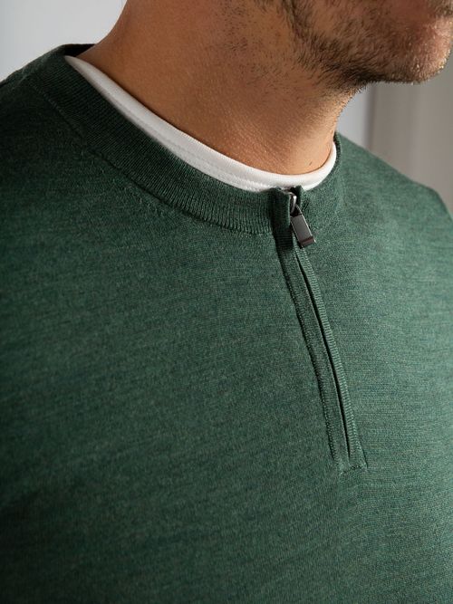 Suitable Crew Zip Merino Vert Model / Detail
