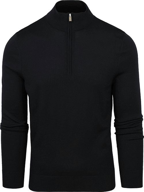 Suitable czarny sweter merino z półzamkiem (Half Zip) Product