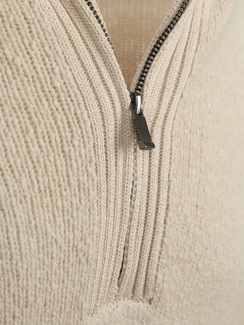Suitable Deep Zip Pullover z gotowanej wełny, ecru Product / Detail