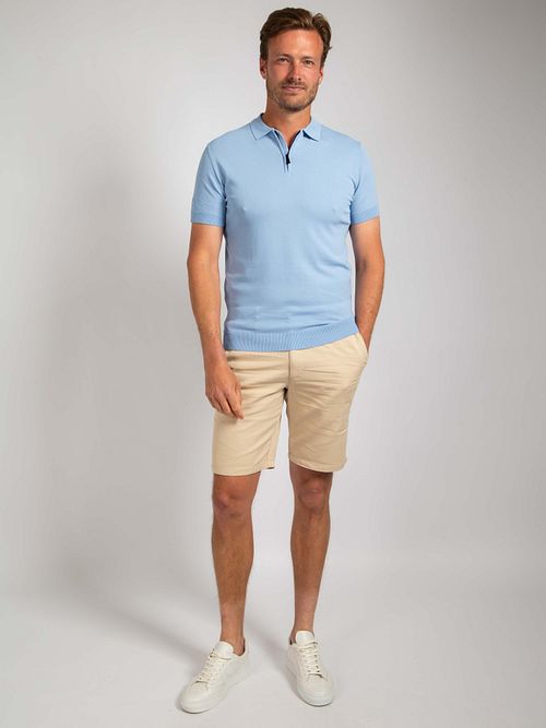 Suitable dzianinowe polo z półzamkiem błyskawicznym, jasnoniebieskie Model / Voorkant