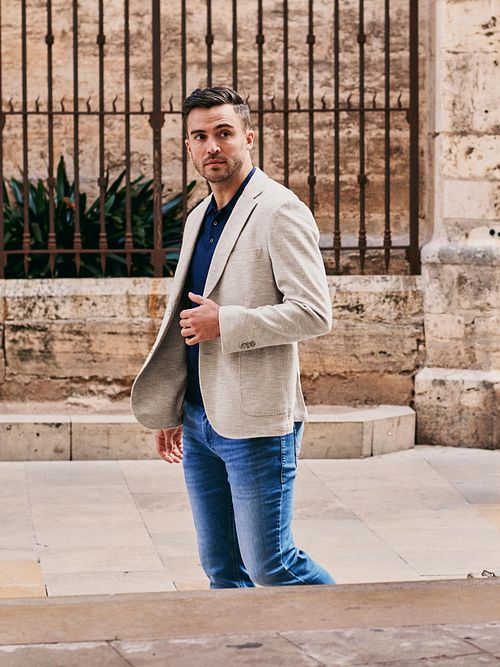 Suitable Fame Blazer Pied-De-Poule Sand Model / Sfeerbeeld