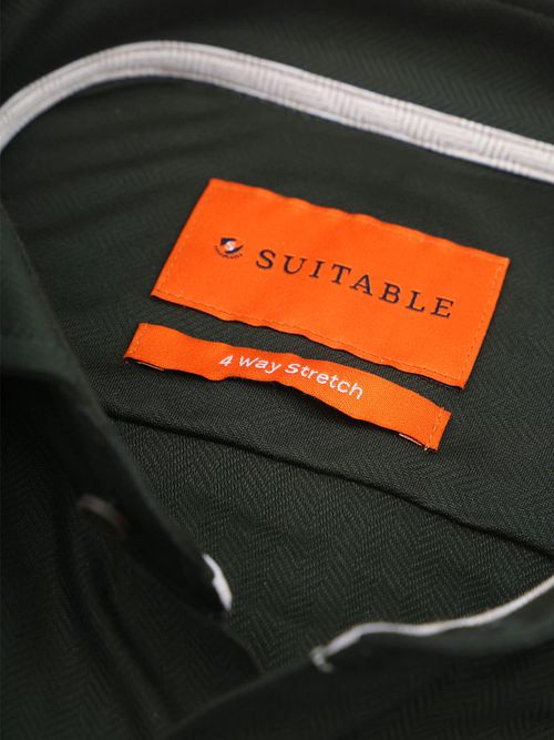 Suitable Herringbone Shirt Dark Green Product / Detail