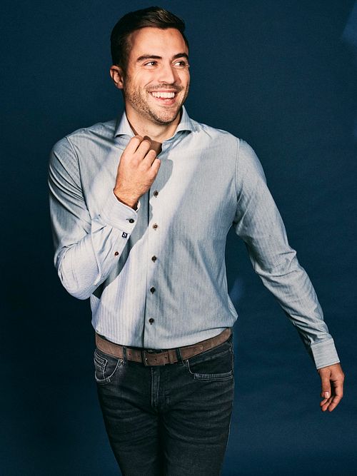 Suitable Herringbone Shirt Green Model / Voorkant