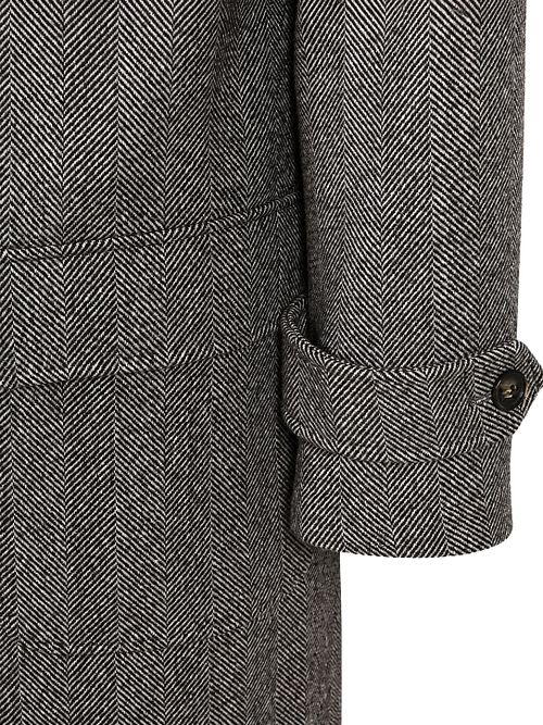Suitable Coat Longsaddle Herringbone Braun