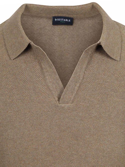 Suitable Knitted Polo Compact Harring Taupe Product / Detail
