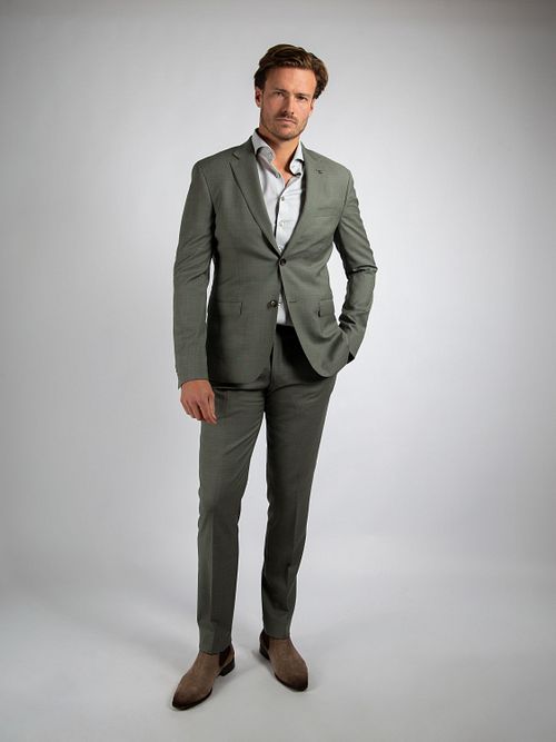 Koszula Suitable Jacquard Luxe slim fit w kolorze zielonym Model / Voorkant