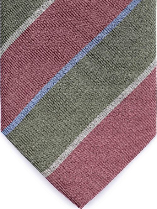 Krawat jedwabny Suitable Triple Stripe w kolorze zielonym Product / Detail