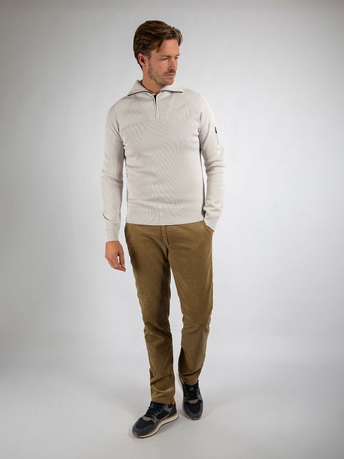 Suitable Maglione Half Zip Tias in maglia Cooldry Greige Model / Voorkant