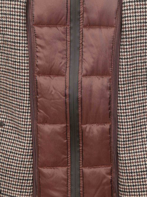 Suitable Manteau Mix Laine Pepita Beige Camel