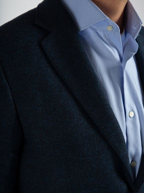 Suitable Herringbone Marynarka Navy Model / Detail