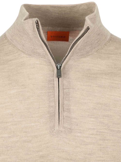 Suitable merino half-zip trøje, sand Product / Detail