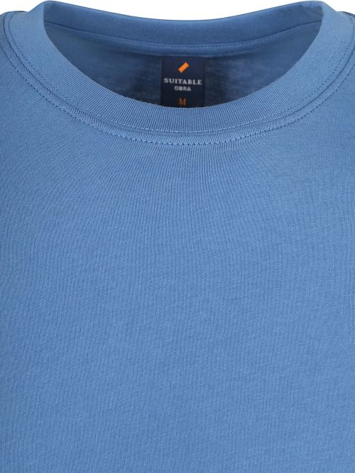 Suitable Obra T-Shirt Hoge Ronde Hals Mid Blauw 2-Pack Product / Detail