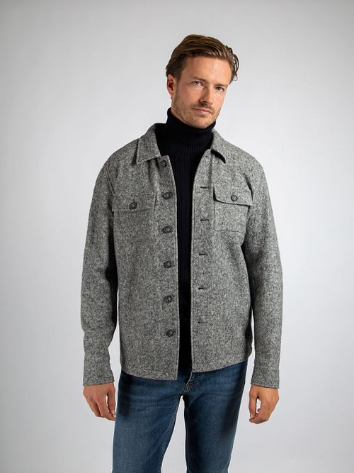 Suitable Overshirt Boiled Wool Blend Grijs Model / Voorkant