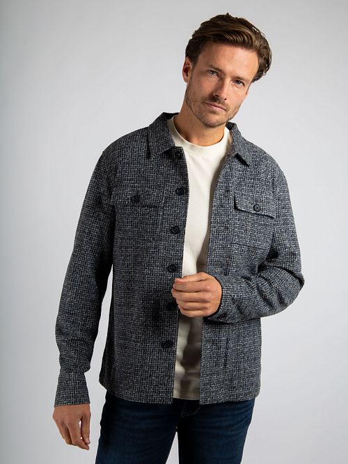 Suitable Overshirt Wool Blend Grå Blå Model / Voorkant