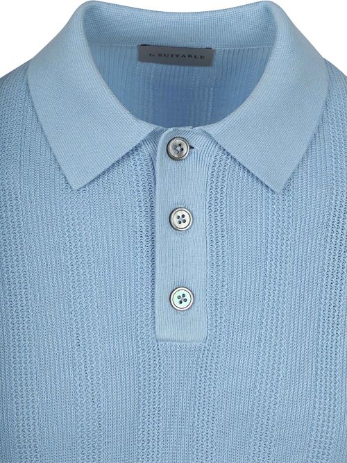 Suitable Stickad Polo Jacquard Ljusblå Product / Detail