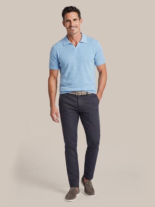 Suitable Polo Riva Bean Linne Bomull Ljusblå Model / Voorkant
