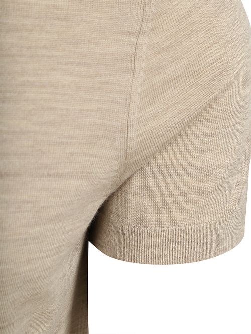 Passer Polo i Merinould Beige