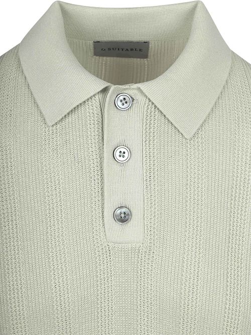 Suitable Knitted Jacquard Polo Lichtgroen Product / Detail