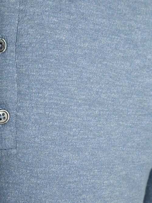 Suitable Knitted Polo Cotton Linen Blauw Product / Detail