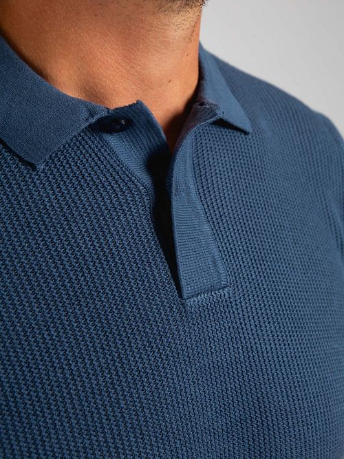 Suitable Respect Polo Structure Knit Blauw Model / Detail