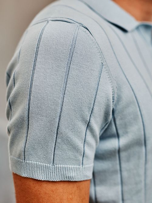 Suitable Respect Poloshirt Drop Needle Hellblau Model / Detail