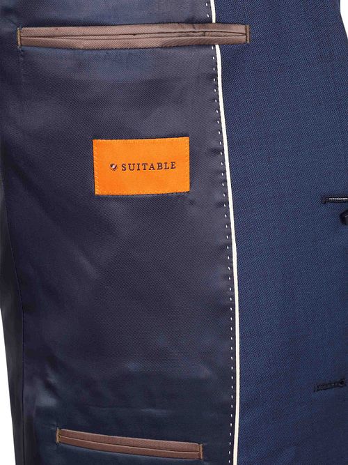 Suitable Sharkskin Suit Wool Royal Blue