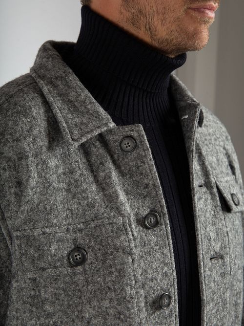 Suitable Skjorta i kokt ylleblandning, Grå Model / Detail