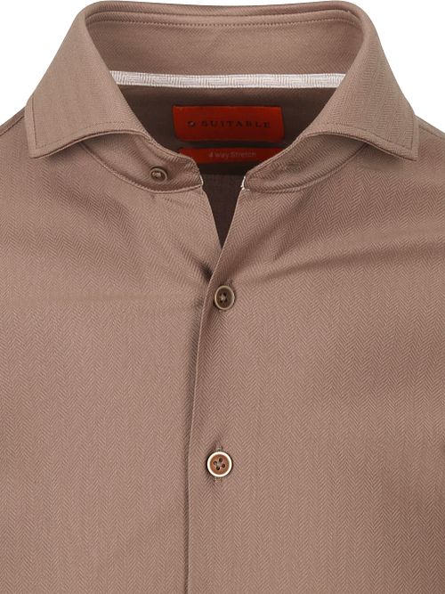 Suitable Herringbone Skjorte Taupe Product / Detail