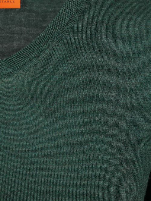 Sweter Suitable z wełny merino, dekolt w serek, zielony Product / Detail