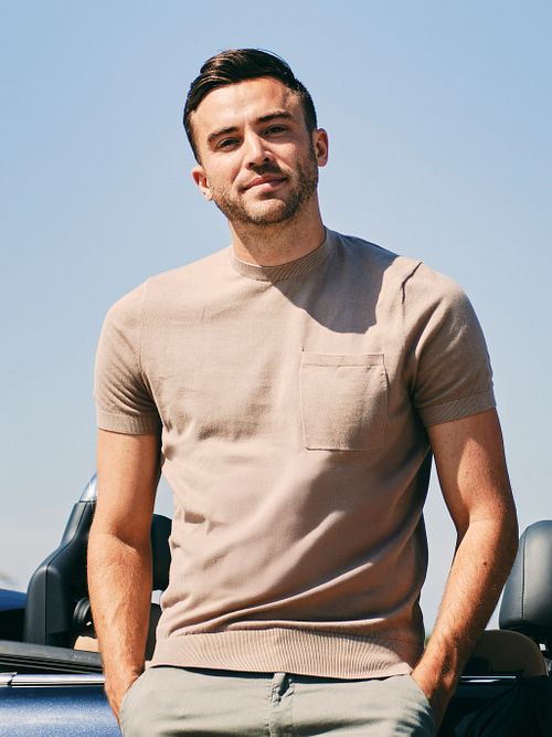 Suitable Strikket T-skjorte Lomme Kompakt Kamel Model / Voorkant med Bram