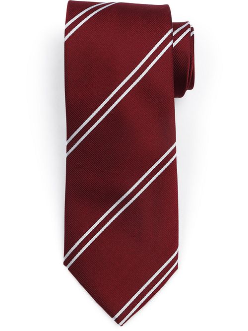 Suitable Tie Silk Double Stripe Burgundy Product