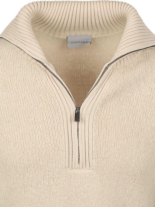 Suitable Half Zip-tröja i Kokt Ull – Ecru Product / Detail