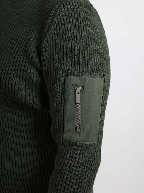 Passande Mou Half Zip Tröja Mörkgrön Model / Detail