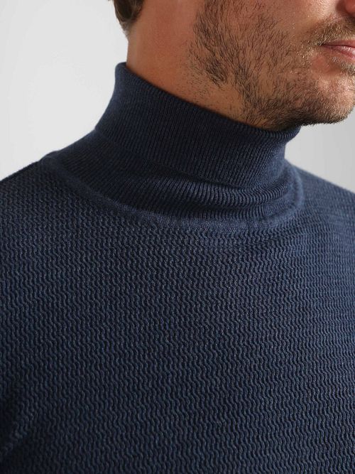 Suitable Rullkrage Struktur Melange Navy Model / Detail