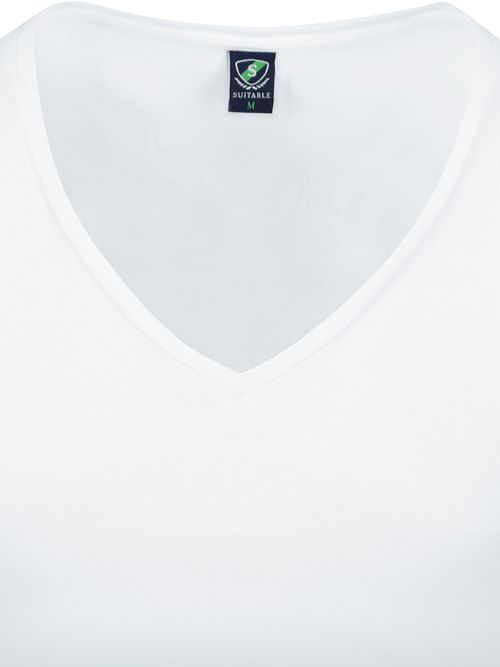 Suitable Vibamboru T-Shirts Tiefe V-Ausschnitt Weiß 2-Pack Product / Detail