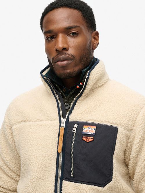 Superdry Fleecejacket Vintage Retro Ecru Model / Voorkant